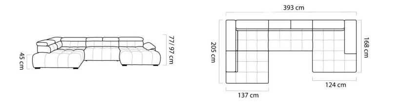 Sedacia súprava MODENA XL – rozmery 393 x 205 x 168 cm